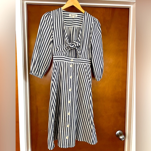 Madewell Shimmer Stripe Cutout Midi Dress - Picture 2 of 5